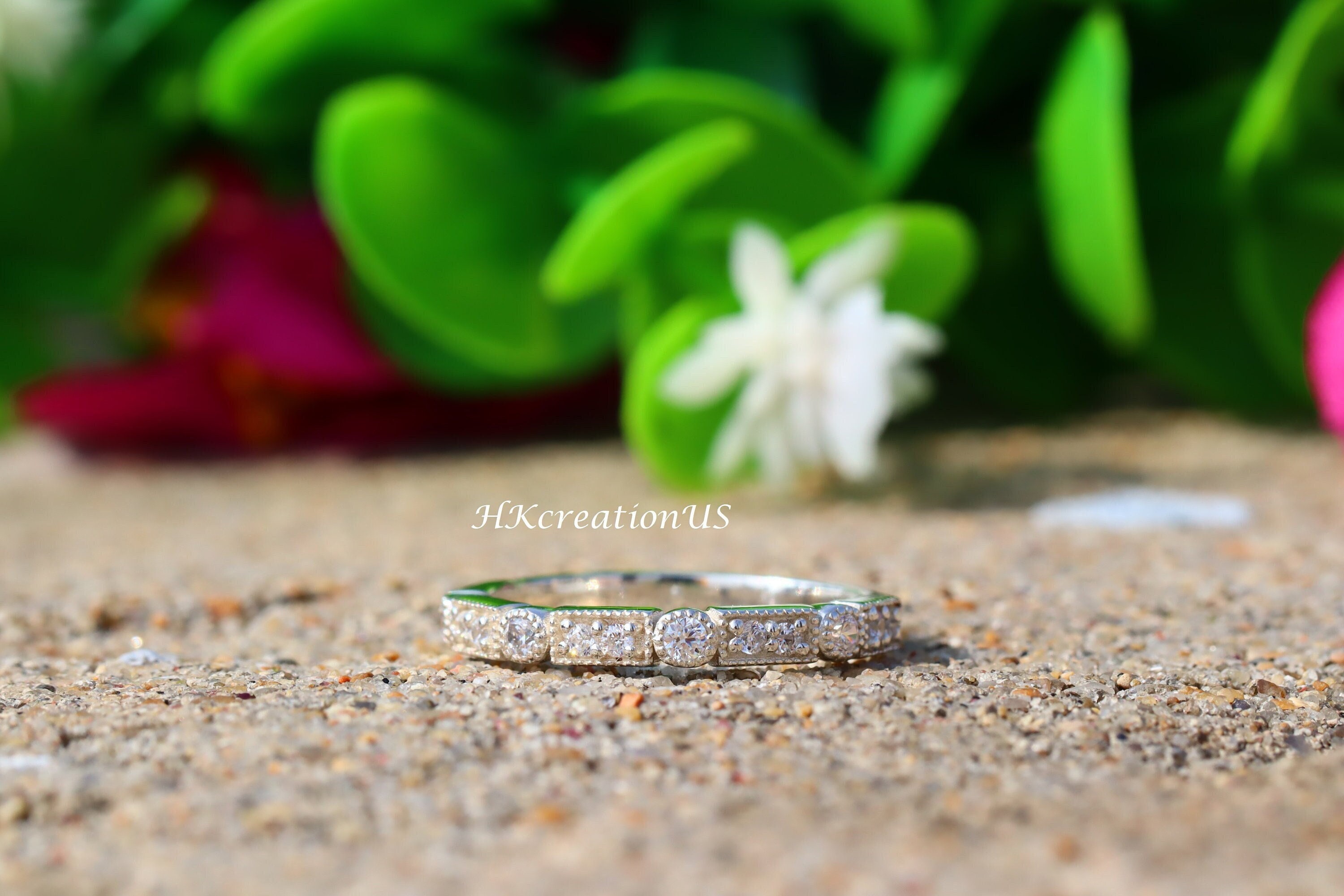 Details about Milgrain Diamond Half Eternity Band For Women White Gold Wedding Band For Womens Details about Milgrain Diamond Half Eternity Band For Women White Gold Wedding Band For Womens