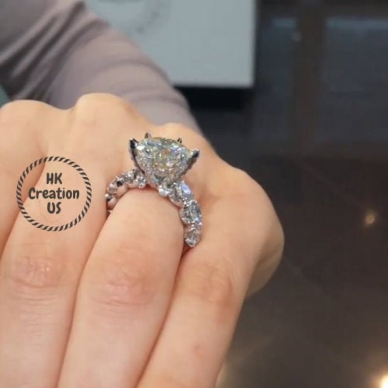 2.60 Carat Round Moissanite Engagement Ring Eternity Wedding Etsy