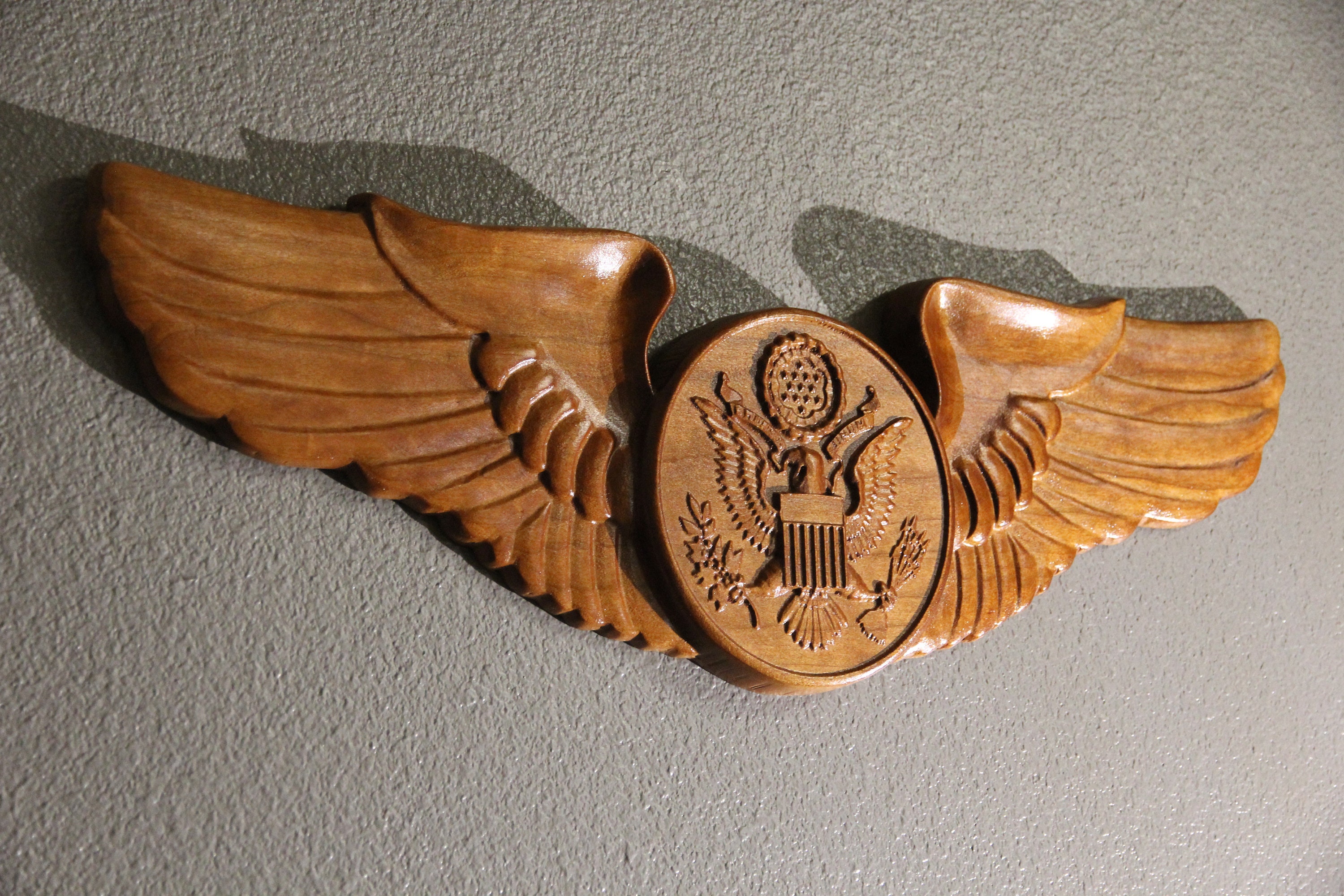 USAF Enlisted Aircrew Badge 3D Carving Hardwood Cherry Etsy