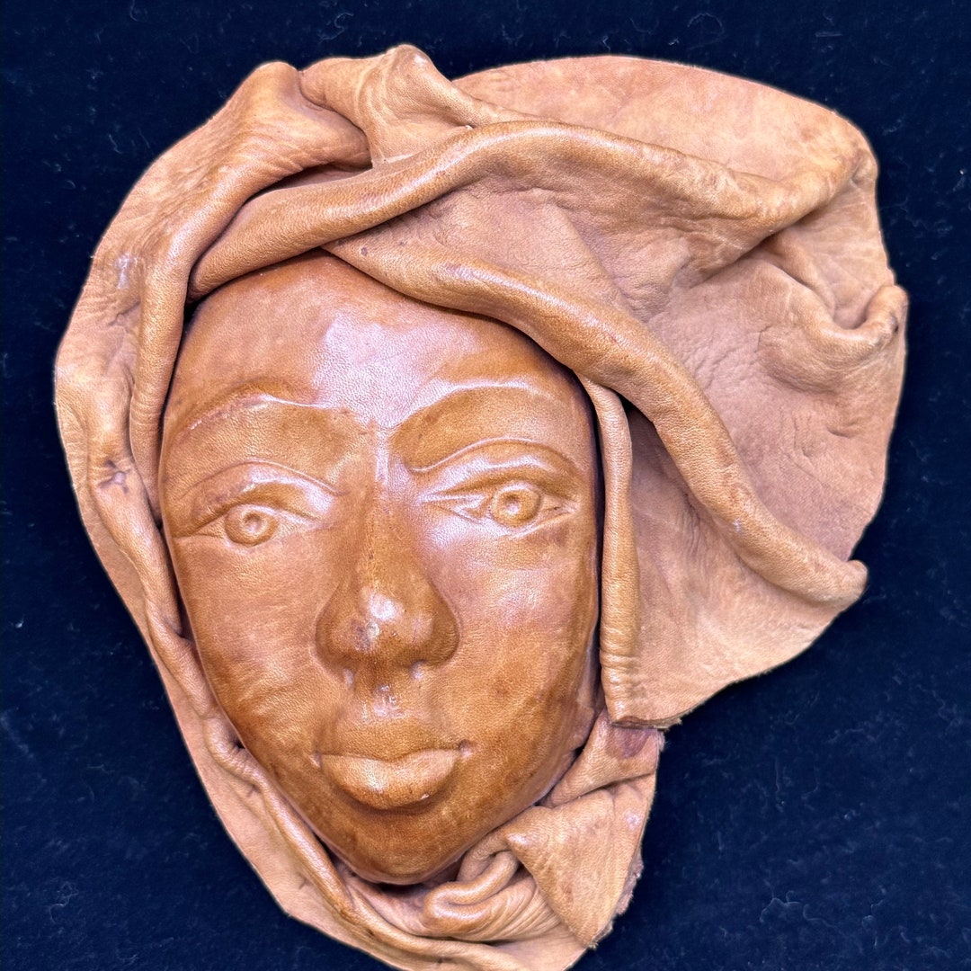 Vintage Genuine Leather Face Mask Molded Sculpture Handmade Etsy