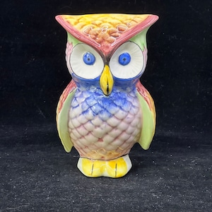 Vintage Wall Hanging Ceramic Owl Hand Painted 7.5” Made In Portugal