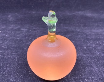Vintage Art Glass Pink Frosted Satin Peach Paperweight Crowning Touch Collection