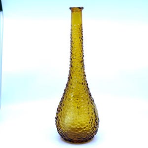 Vtg Empoli Amber Glass Hobnail Bubbles 15” MCM Genie Bottle NO STOPPER