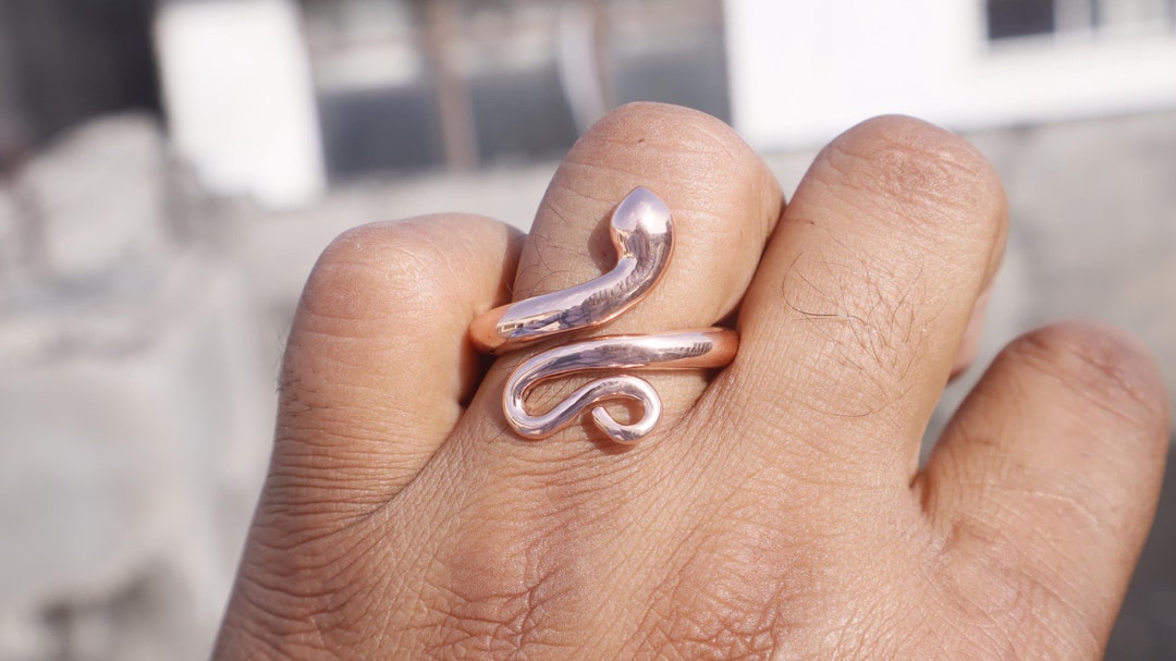 Buy Handmade Copper Snake Ring: Adjustable Spiritual Serpent Jewelry Online  in India