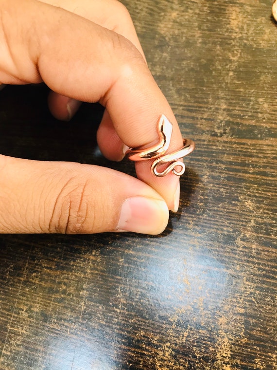 Handmade Solid Copper Snake Ring Adjustable Yoga Meditation Ring
