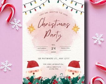 Digital file christmas party invite invitation childrens party adults party download festive xmas celebration celebrate