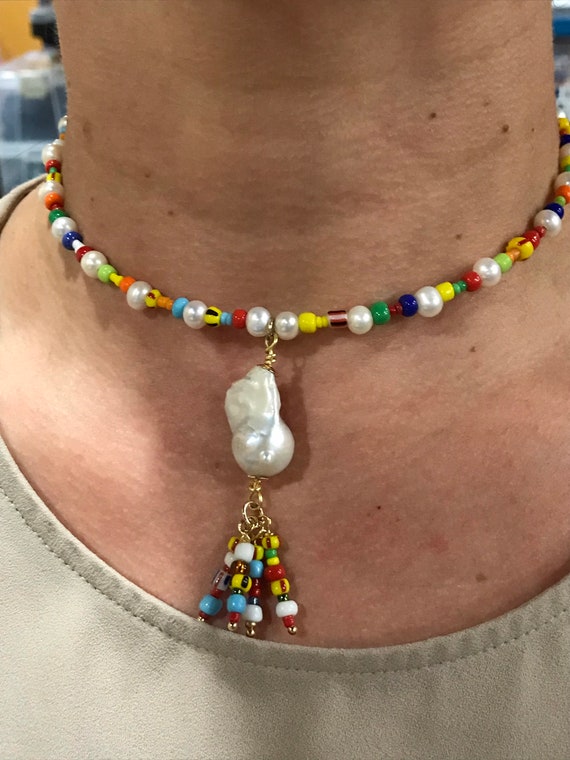 Boho pearl jewelry deals