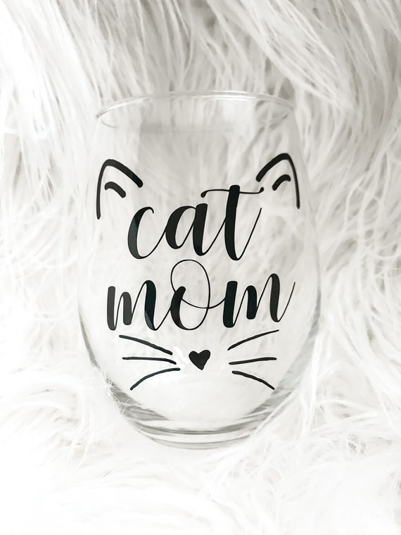 cat mom wine glass