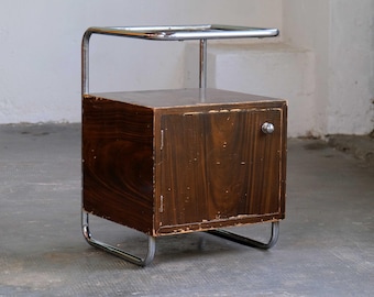 Bauhaus bedside table with wood painting #10