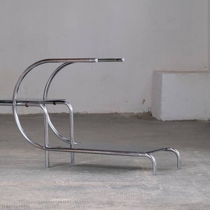 Art Deco plant shelf made of chrome-plated tubular steel
