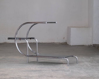 Art Deco plant shelf made of chrome-plated tubular steel