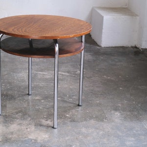 Round Bauhaus table based on Thonet ST34 design in dark brown