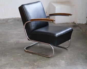 Bauhaus Sessel S 411 in schwarz / Thonet Lizenz