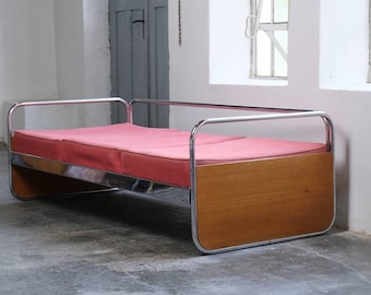 Bauhaus Sofa / Daybed aus verchromten Stahlrohren