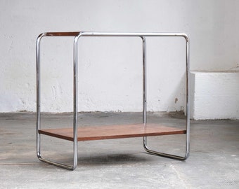 Bauhaus shelf / side table with chrome-plated tubular steel frame #30