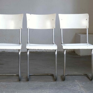 1 of 3 Bauhaus cantilever chairs, white