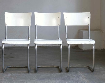 1 of 3 Bauhaus cantilever chairs, white