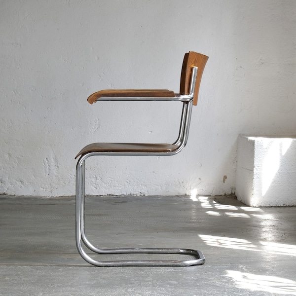 Dark brown vintage Bauhaus cantilever chair, model S 43 F