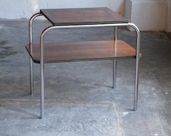 Large Bauhaus side table / Bauhaus shelf in dark brown