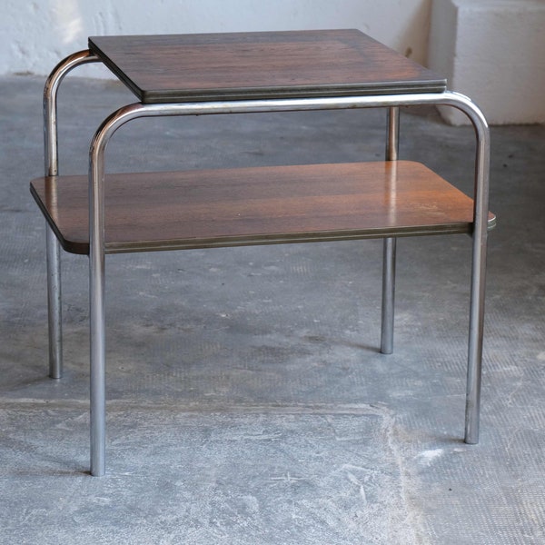 Large Bauhaus side table / Bauhaus shelf in dark brown