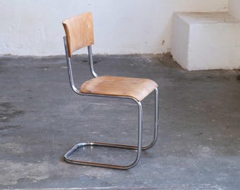 Silla cantilever Bauhaus de Mart Stam, color marrón miel