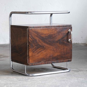 Bauhaus bedside cabinet with dark brown wood painting