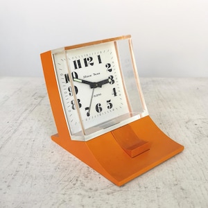 Vintage Alarm Clock SLAVA INSA / 1970s Yugoslavia / Orange Space-Age Rubina 11 Tabletop Mechanical Clock / Retro Home Decor / WORKING