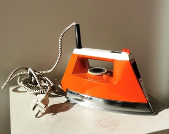 Vintage Orange Iron by ELMA ROWENTA 1980s Yugoslavia / Retro Electric Steam Iron