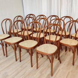 Cadeira de jantar vintage em vime curvado: estilo Thonet n18, bistrô bar dos anos 1970