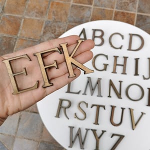 5 cm / 1,96" - Letras de latão Vintage Sinais antigos Alfabeto Sinais de casa Aço inoxidável Túmulo Mosaico Design Decoração