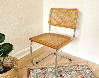 Vintage CESCA Stuhl von Marcel Breuer / B32 Stuhl / Italienischer Mid-Century Esszimmerstuhl Knoll / 1970er Jahre / Korbgeflecht Chrom Dine Stuhl / MCM