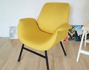 Mid-century Modern Alvin Lustig Cocktail Armchair / 1960s / Alvin Lustig Style / Vintage Lounge Chair / Retro Yellow Fabric Armchair / Easy