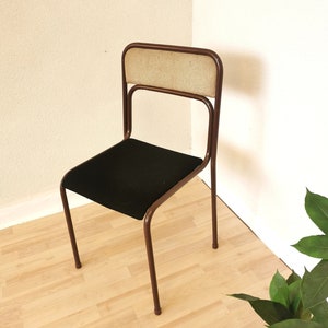 Vintage Brown Metal Dining Chair: 1970s Tubular Chrome BAŠA Chair