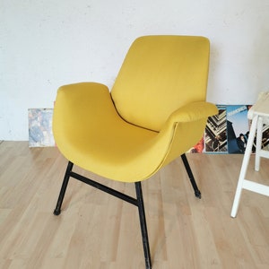 Mid-century Modern Alvin Lustig Cocktail Armchair / 1960s / Alvin Lustig Style / Vintage Lounge Chair / Retro Yellow Fabric Armchair / Easy