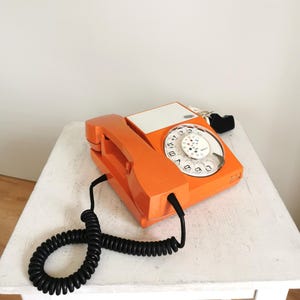 Vintage Orange ISKRA Rotary Phone: Yugoslavia Mid-Century Decor