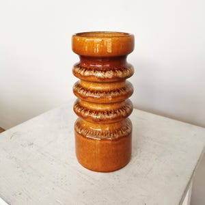 Vintage Fat Lava Stil Keramikvase in warmer brauner Glasur / 1970er Jahre Retro Dekor / West German Pottery Home Decor