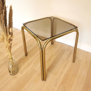 Vintage Brass & Smoked Glass Coffee Table: Italian Mid-Century Modern