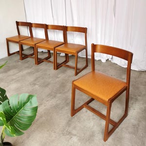 Mid-Century Modern Dining Chair: 1970s Italian Modernist Faux Leather