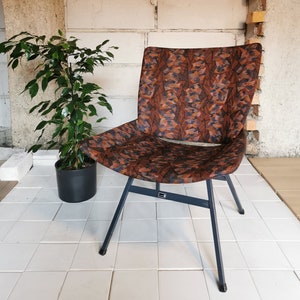 Vintage Lounge "Lupina" Shell Chair by Niko Kralj for Stol Kamnik / Retro Pattern / 1960s Yugoslavia / Mid-century Office or Desk Chair