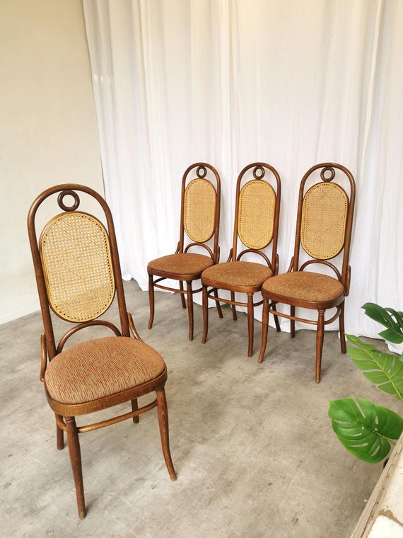 ヴィンテージ曲げ木ダイニングチェア：1970年代トーネットスタイルの籐