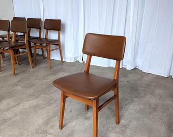 Vintage STOL Kamnik Dining Chair: 1970s Yugoslavian Mid-Century Leather Bistro (6 in stock)