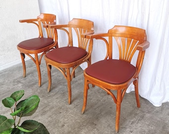 ヴィンテージチェア4脚セット レッドレザー オリジナル 40年代ブナ材