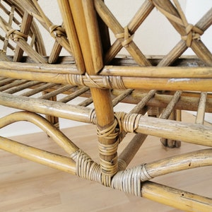 Vintage Bamboo Rattan Bench / Boho 1980s Patio Balcony Furniture / Mid ...