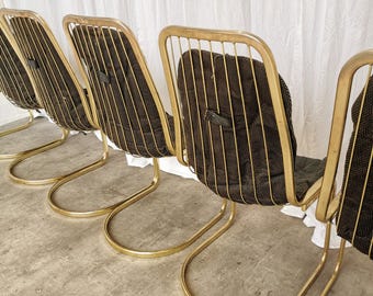 Vintage Gold Chrome Dining Chair: Italian Mid-century Modern