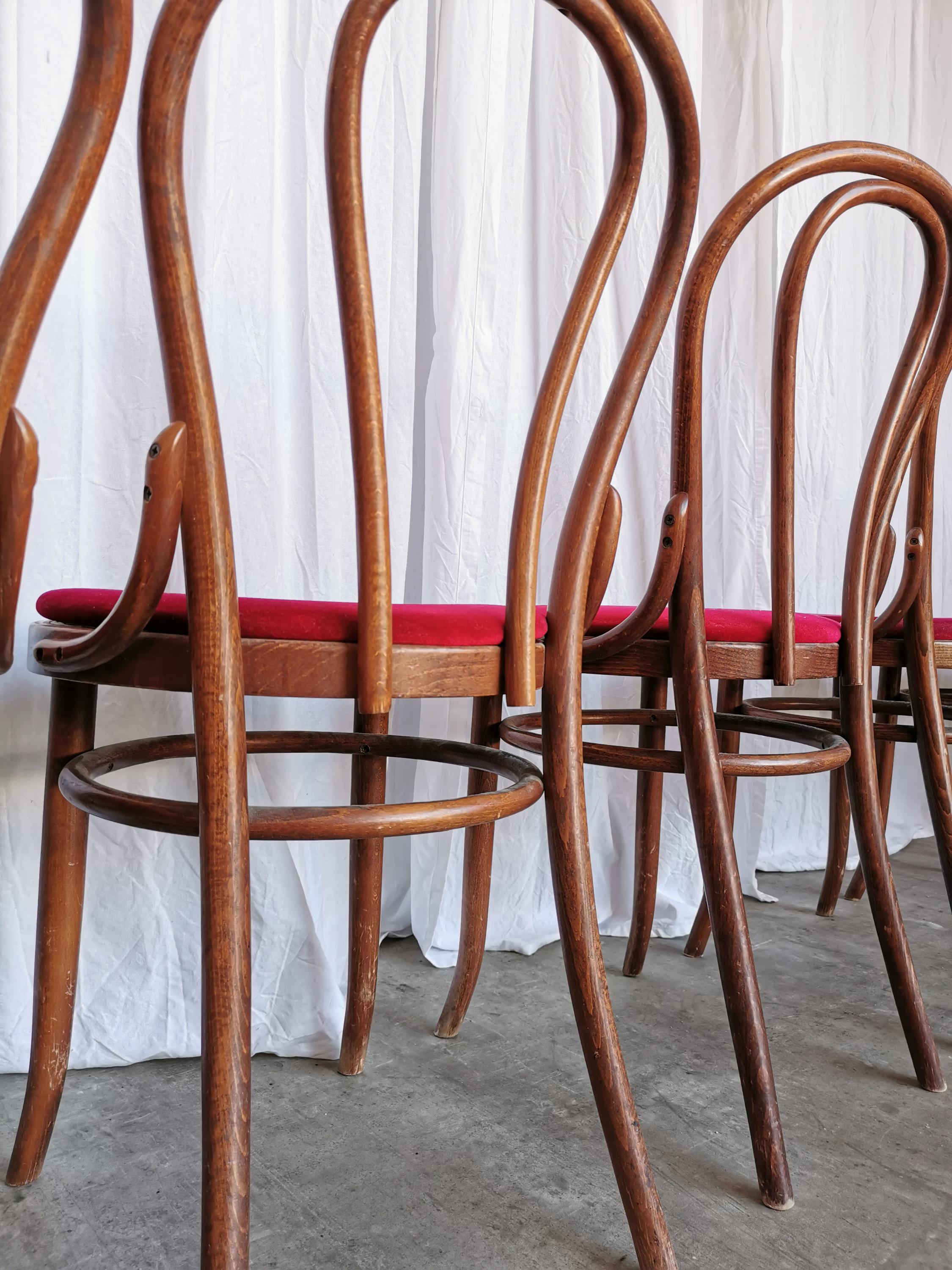 1 of 20 Vintage Bentwood Dining Chair 1970s Thonet Style, Red