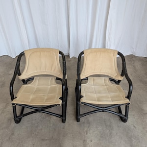 Sillón Espri Safari vintage: bambú negro, tela beige, Ikea de los años 70 (2 unidades en stock) imagen 5