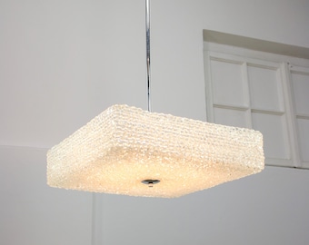 Żyrandol ze szkła teksturowanego w stylu vintage: lampa wisząca w stylu Kalmar z połowy XX wieku