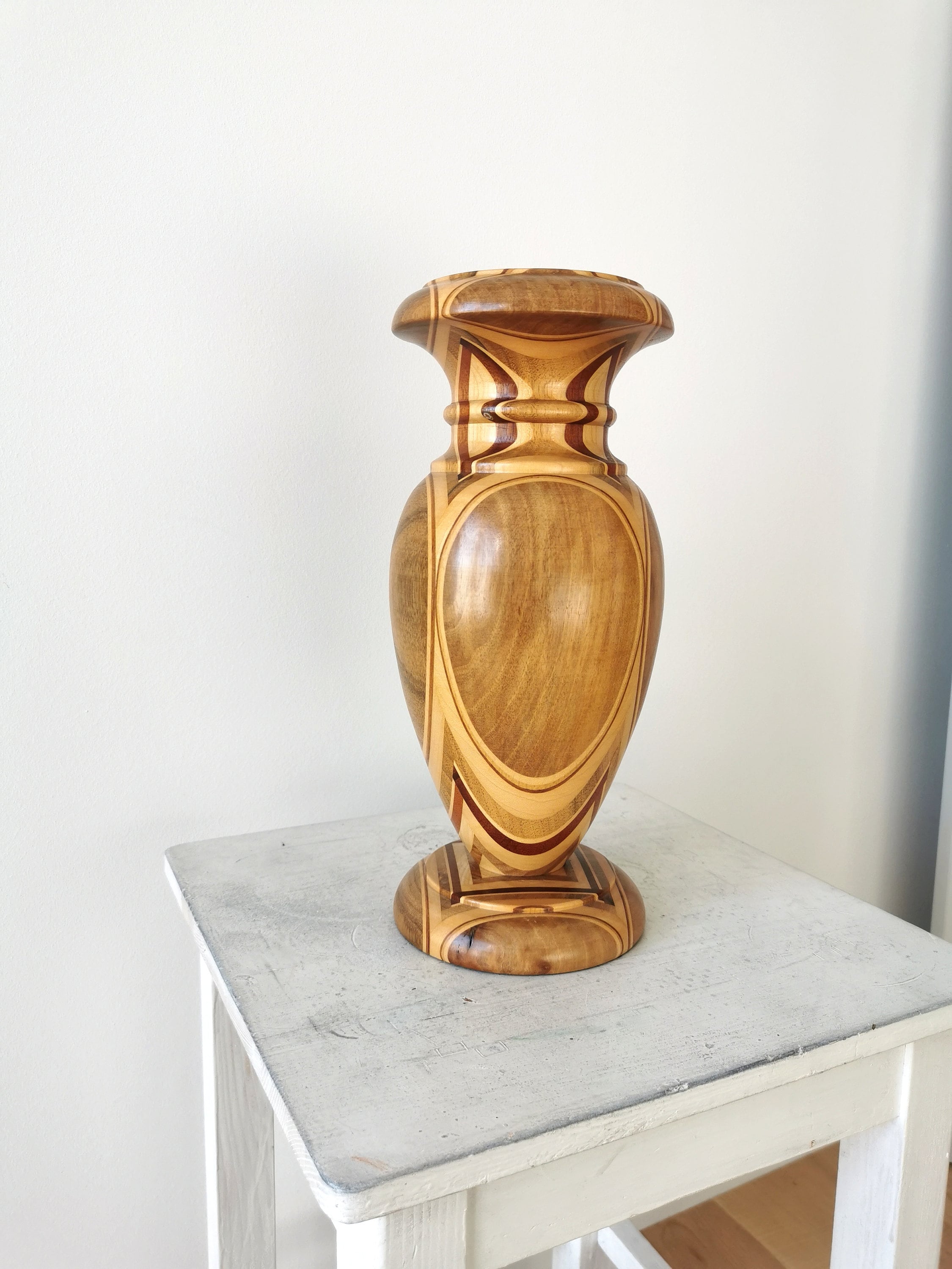 Vintage Wooden Unique Handcrafted Vase / Handmade Massive Wooden Sculpture / Woodturning / Vase for Dried Flowers / Interior Home Decor