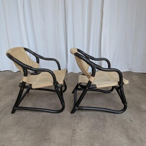 Sillón Espri Safari vintage: bambú negro, tela beige, Ikea de los años 70 (2 unidades en stock) imagen 15