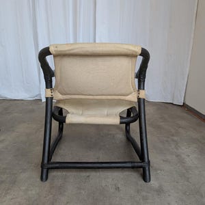 Sillón Espri Safari vintage: bambú negro, tela beige, Ikea de los años 70 (2 unidades en stock) imagen 3